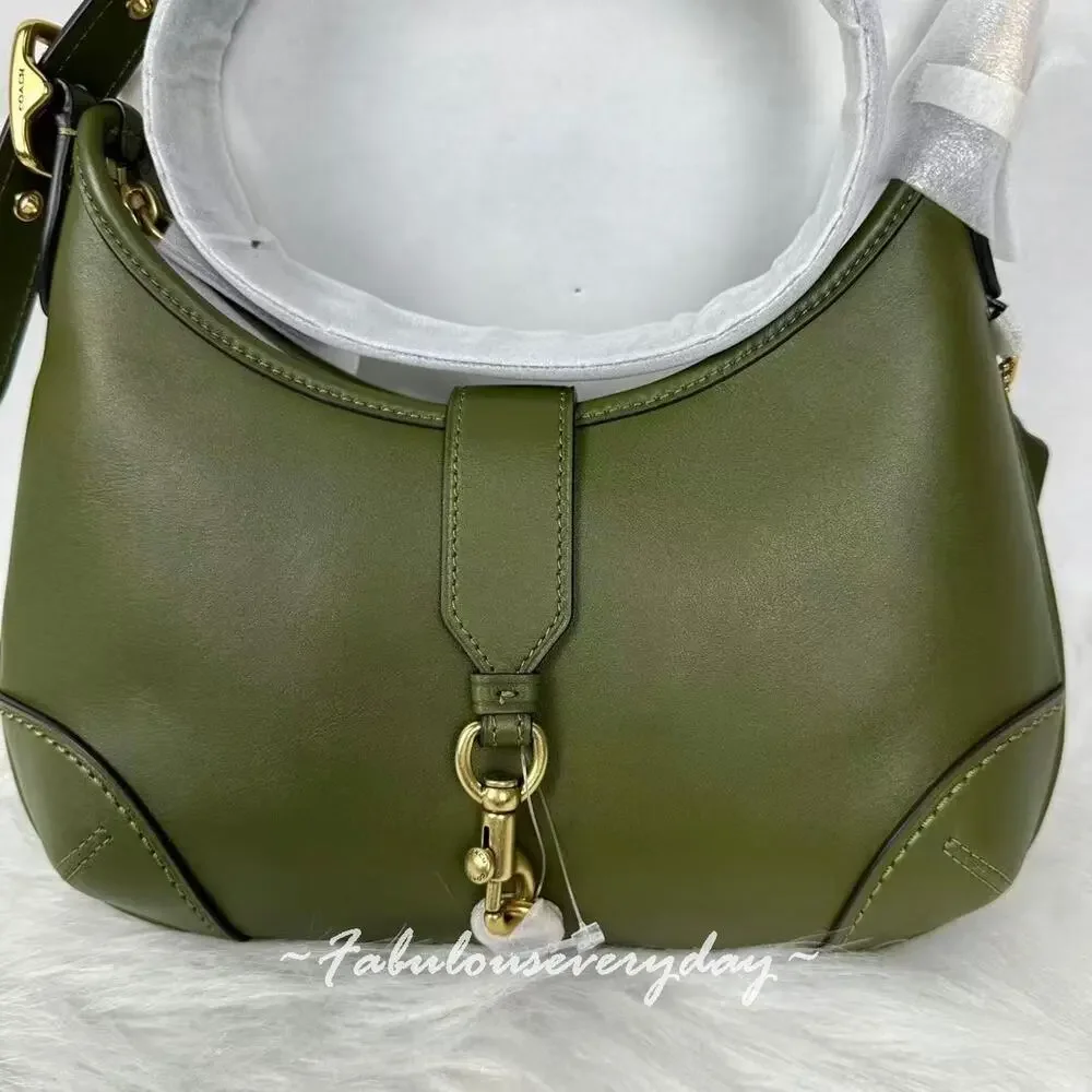 Coach Hamptons Hobo Bag Shoulder Bag In Leather/Brass/Olive CW642 NWT